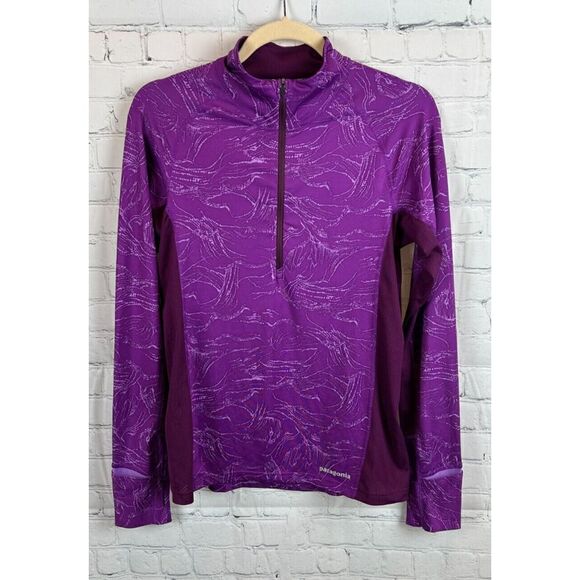 Patagonia Tops - PATAGONIA purple knit sport top raglan long sleeve 1/2 zip size S